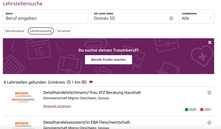 Speziallehrstellen auf yousty.ch